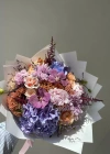 Bouquet with Lilac, Pink, and Orange Peonies