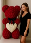 Red White Shocked Rose Teddy Bear Arrangement