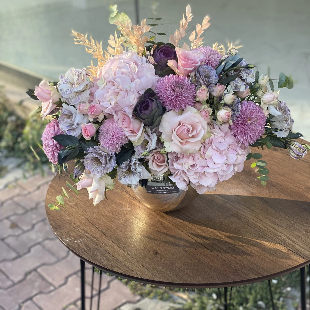 Arrangement with Pink Hydrangeas