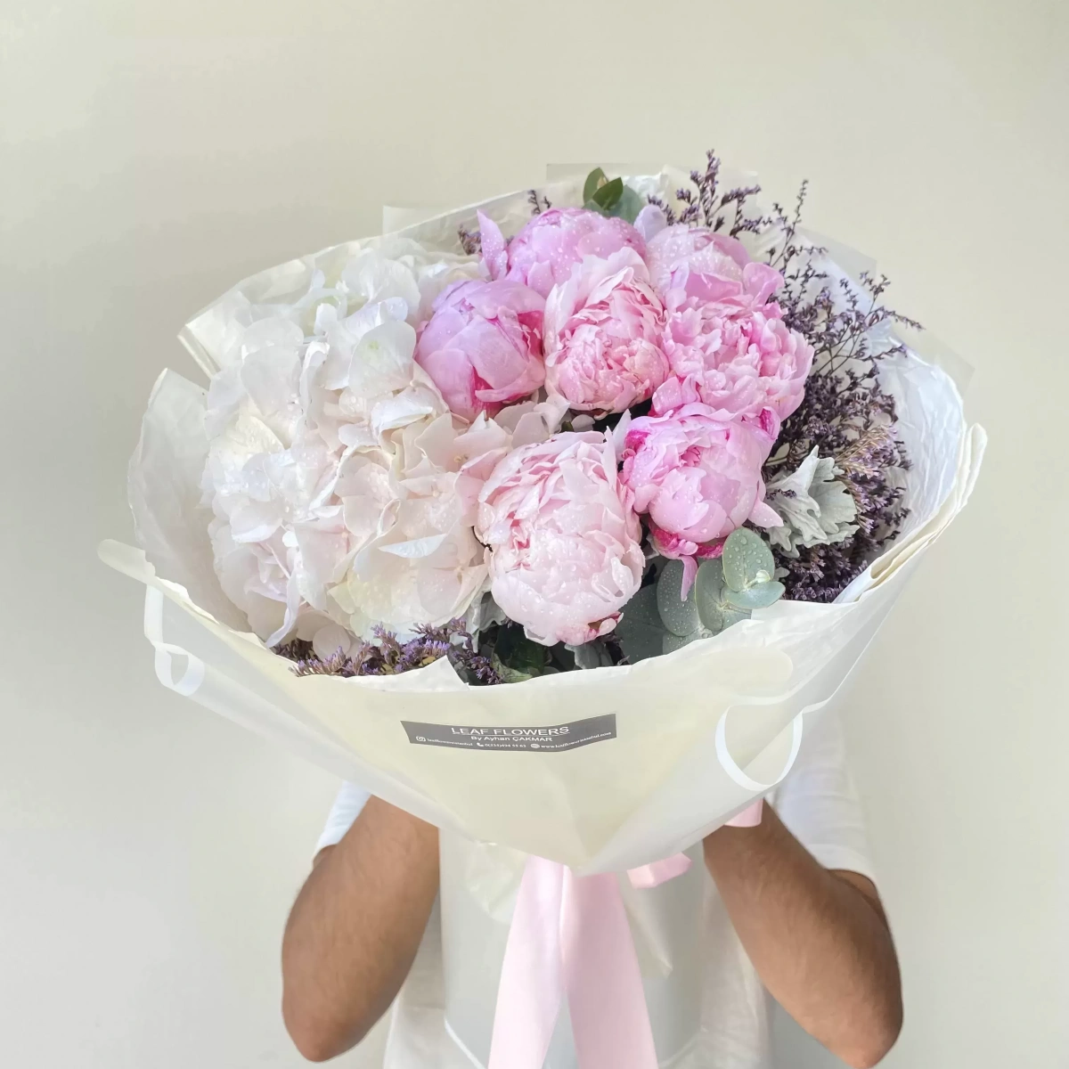 White Hydrangea Pink Peony