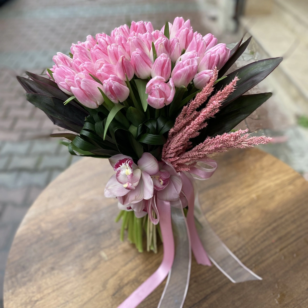 Pink Tulip Orchid Bouquet