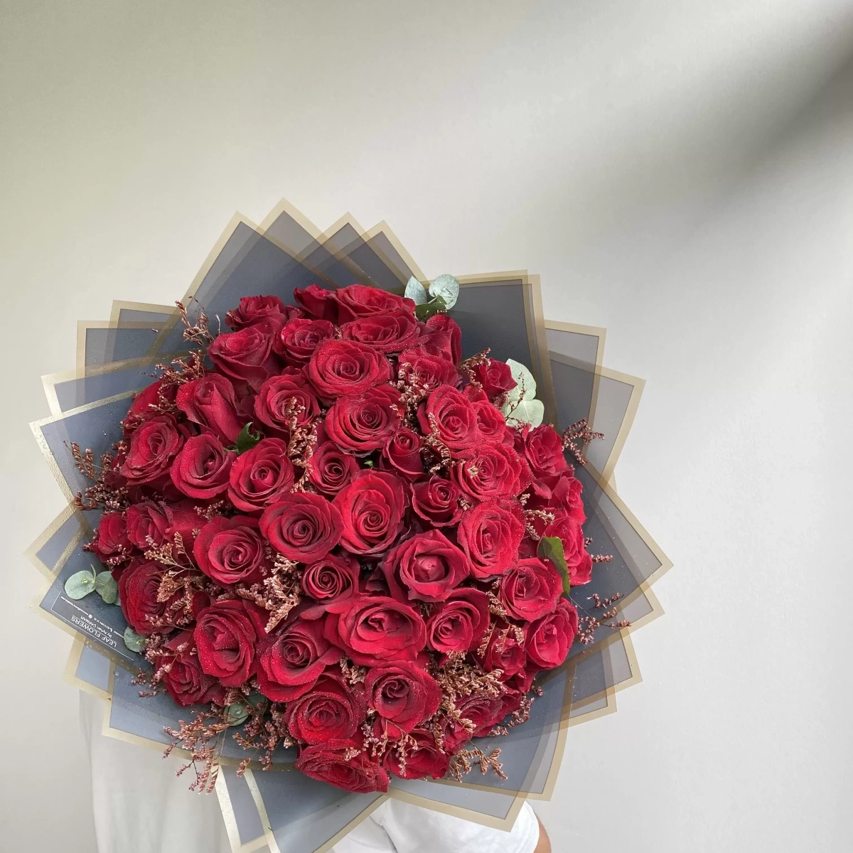 51 Red Black Rose Bouquet