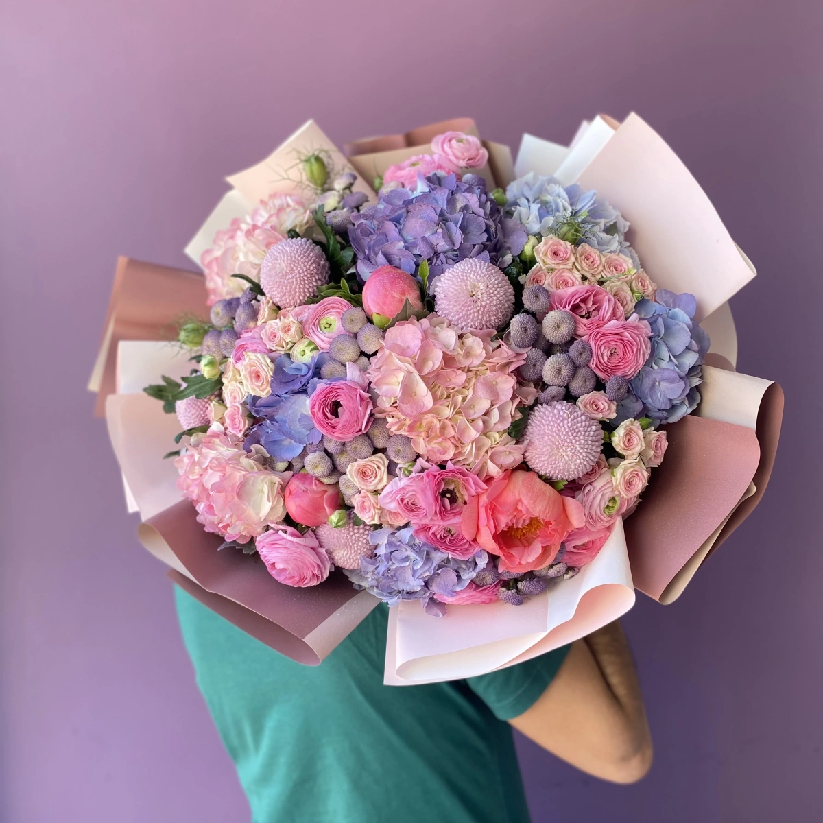Mor Lila Pembe Bahar Buketi