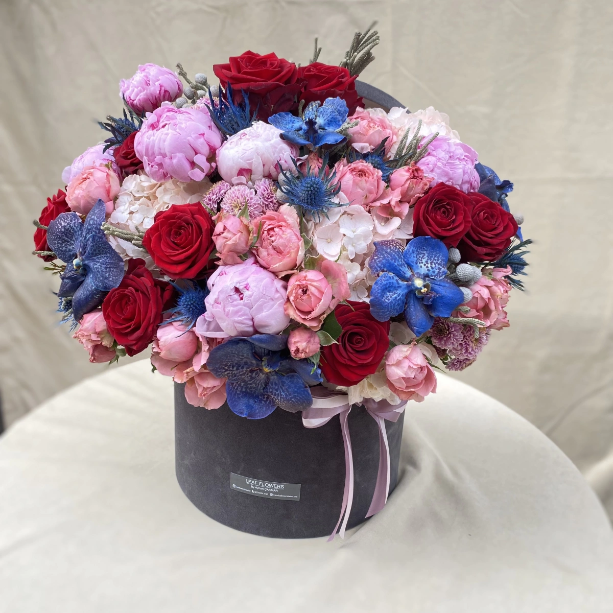 Peony Red Rose Mixed Arrangement in a Box