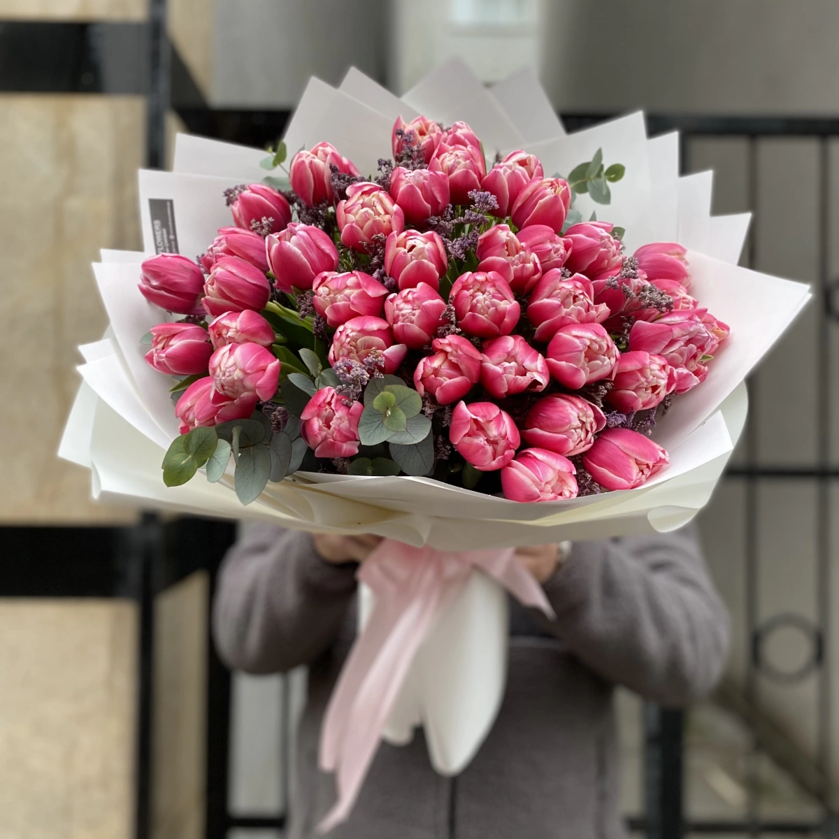Pink Tulip Limonium Bouquet
