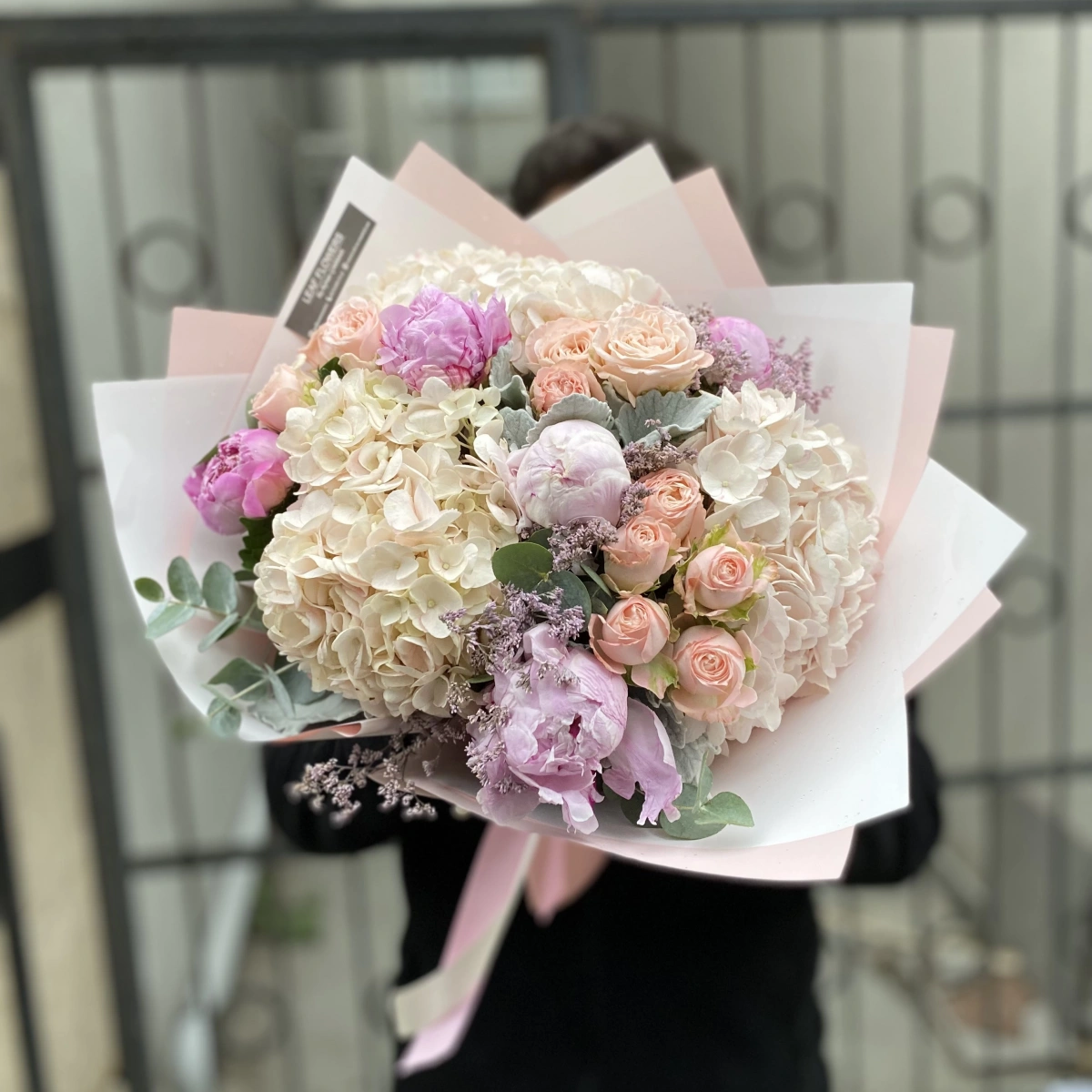 Peony and Hydrangea Pink Cream Bouquet
