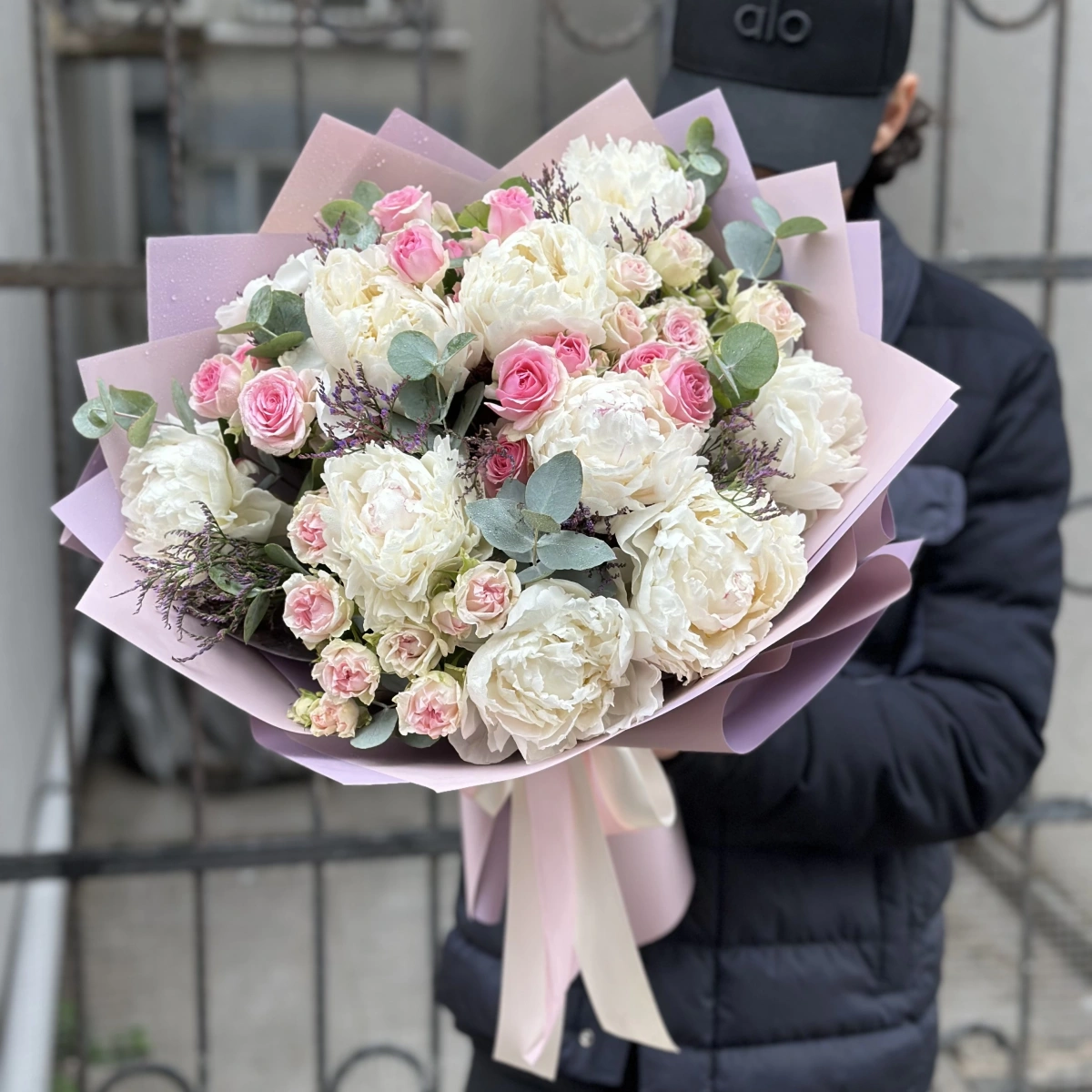 White Peony Pergola Rose Bouquet