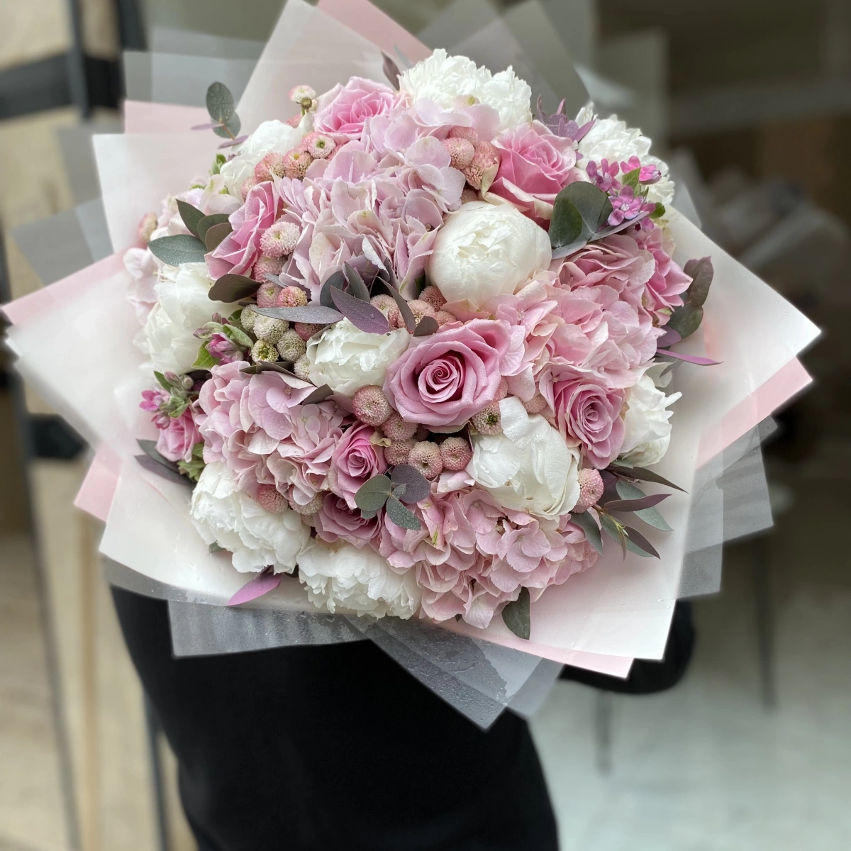 White Peony Pink Bouquet