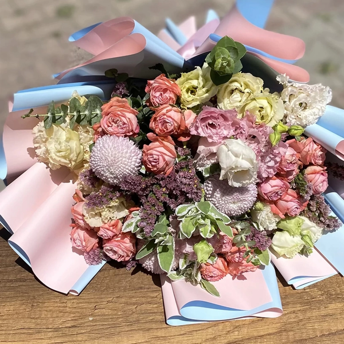 Salmon-Pink Mixed Bouquet