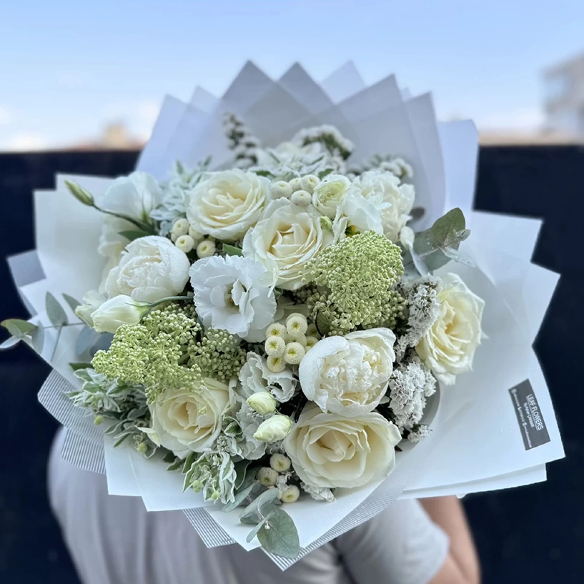 Mixed White Bouquet with Peonies and Roses