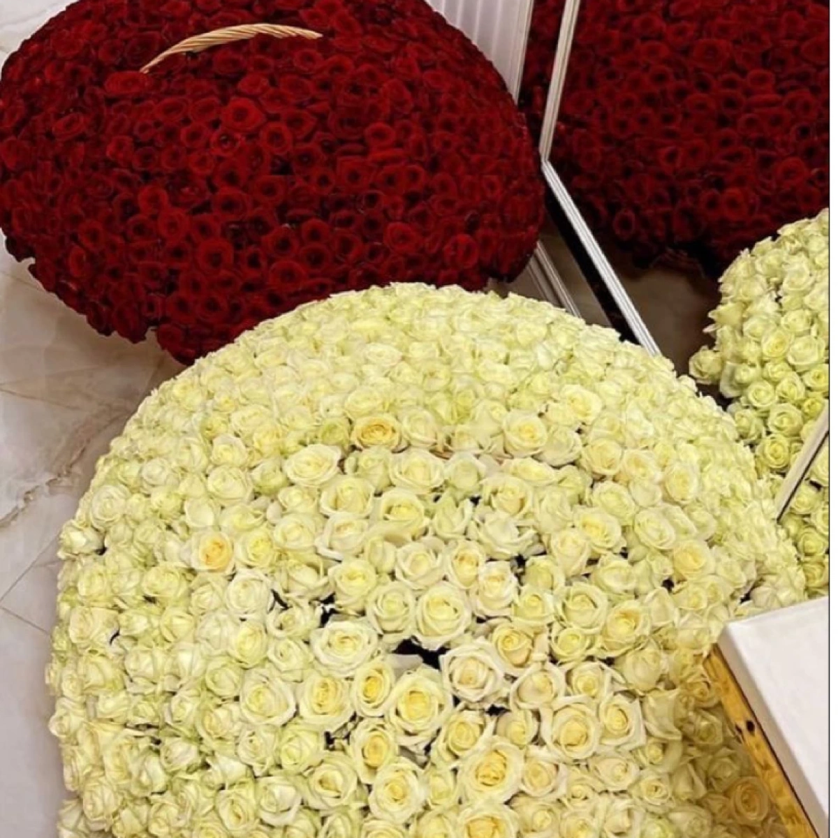 Giant Red and White Rose Arrangements of 2