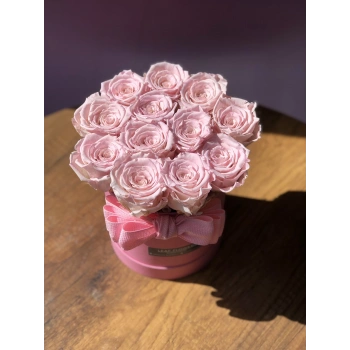 Boxed Pink Preserved Rose