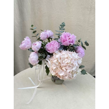 Peony Hydrangea Arrangement in Vase