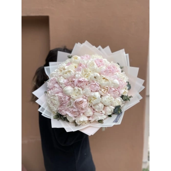 Large Pink White Peony Bouquet