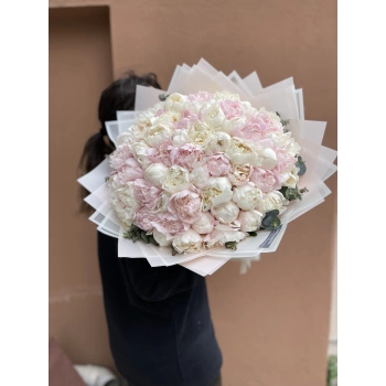 Large Pink White Peony Bouquet