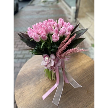 Pink Tulip Orchid Bouquet