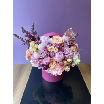 Arrangement with Peonies in a Box