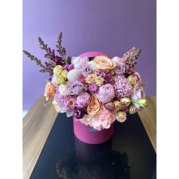 Arrangement with Peonies in a Box