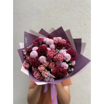 Bordo Lila Bahar Buketi