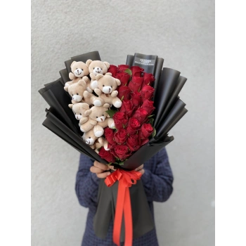 Red Rose Plush Bear