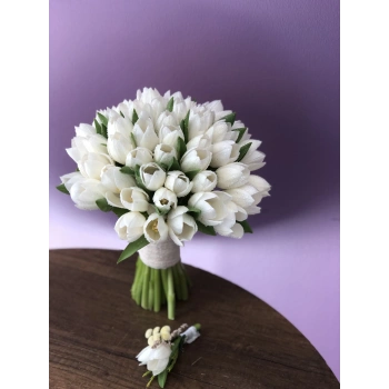 White Tulip Bridal Bouquet