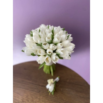 White Tulip Bridal Bouquet