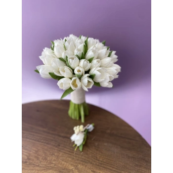 White Tulip Bridal Bouquet
