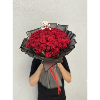 Ayıcıklı Red Rose Bouquet