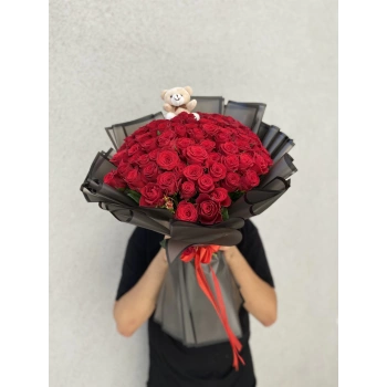 Ayıcıklı Red Rose Bouquet