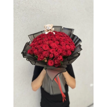 Ayıcıklı Red Rose Bouquet