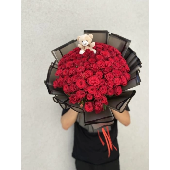 Ayıcıklı Red Rose Bouquet