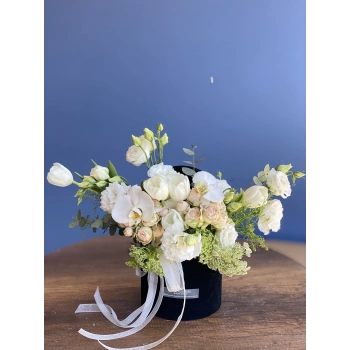 White Cream Arrangement in Black Box