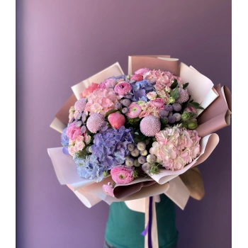 Mor Lila Pembe Bahar Buketi