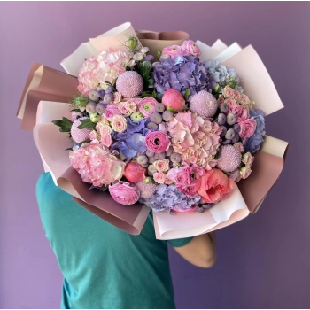Mor Lila Pembe Bahar Buketi