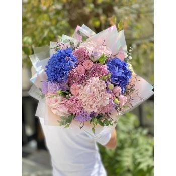 Blue Hydrangea Pink Spring Bouquet
