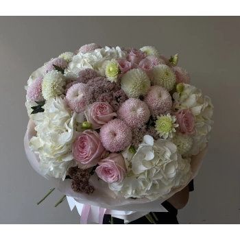 White Pink Bouquet with Hydrangeas