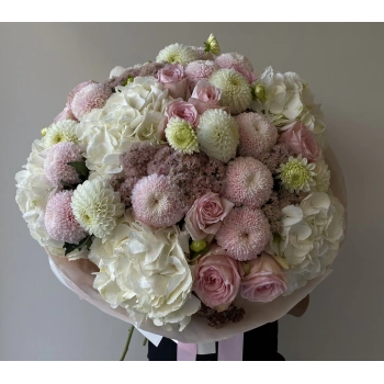 White Pink Bouquet with Hydrangeas