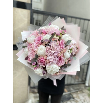 White Peony Pink Bouquet