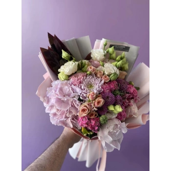 Bouquet of Mixed Pink Colors with Peonies and Hydrangeas