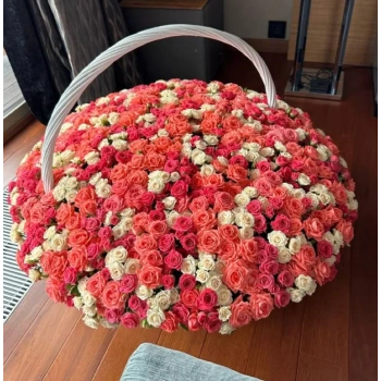 Giant Basket Colorful Gazebo Rose Arrangement