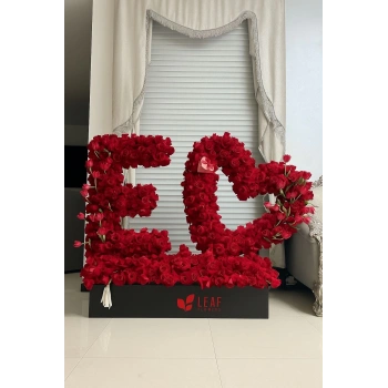 Letters and Heart Prepared with Red Roses