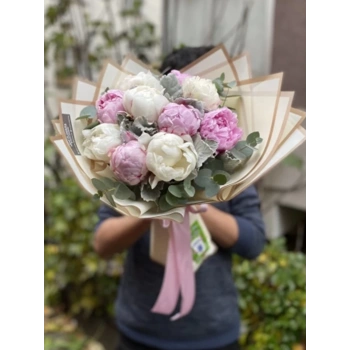White Pink Peony Bouquet