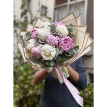 White Pink Peony Bouquet