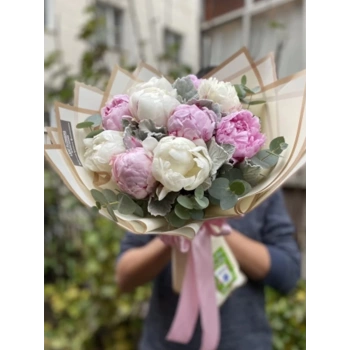 White Pink Peony Bouquet