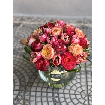 Rose Tulip Arrangement in a Vase