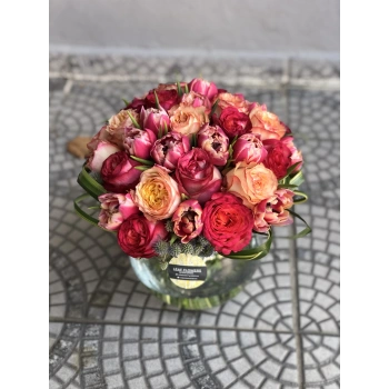 Rose Tulip Arrangement in a Vase