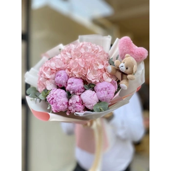 Peony Hydrangea Plush Teddy Bear