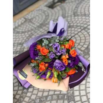 Orange Purple Seasonal Bouquet
