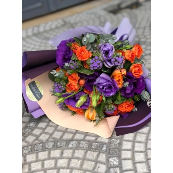 Orange Purple Seasonal Bouquet