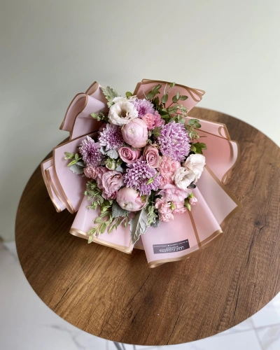 Şakayıklı Pembe Lila Bahar Buketi
